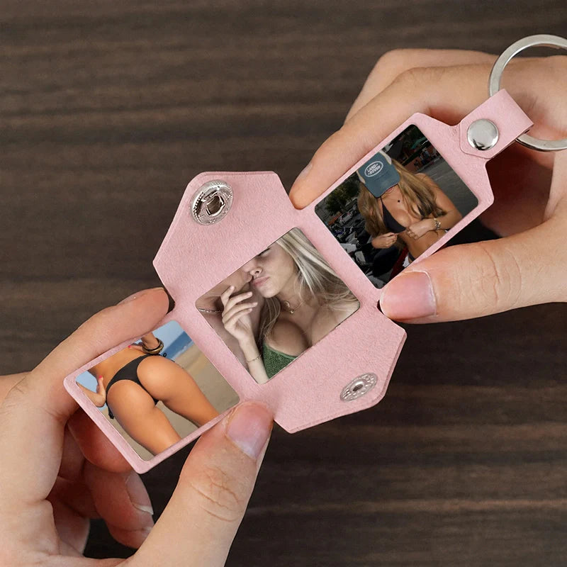 Personalized Leather Photo Album Keychain