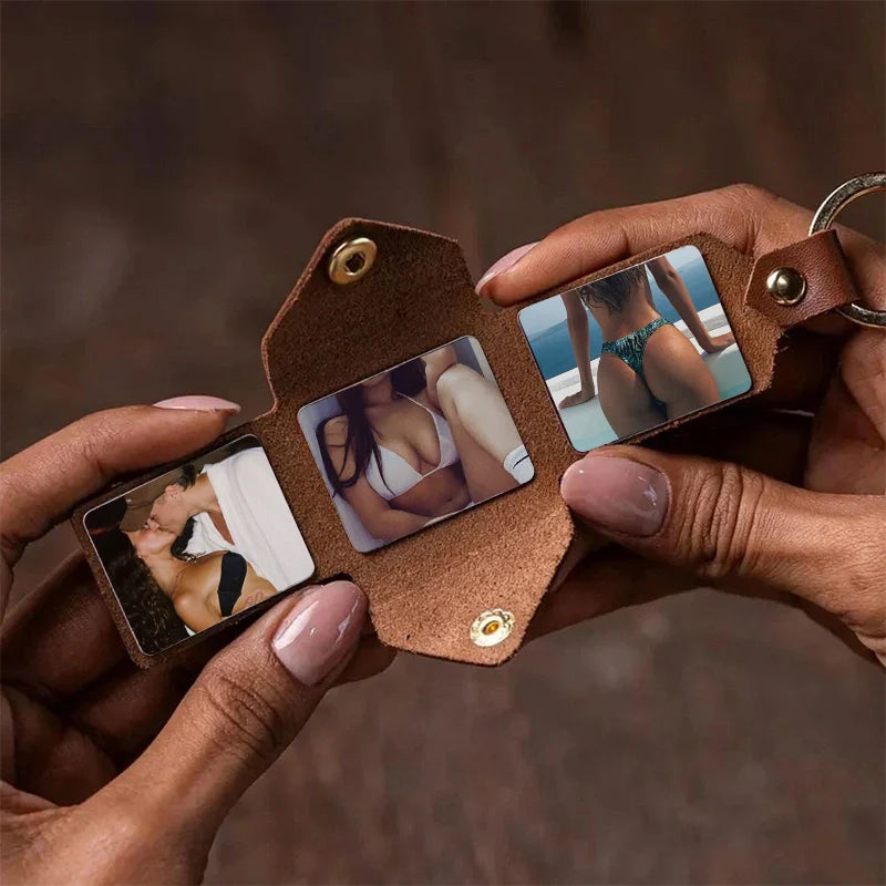 Personalized Leather Photo Album Keychain
