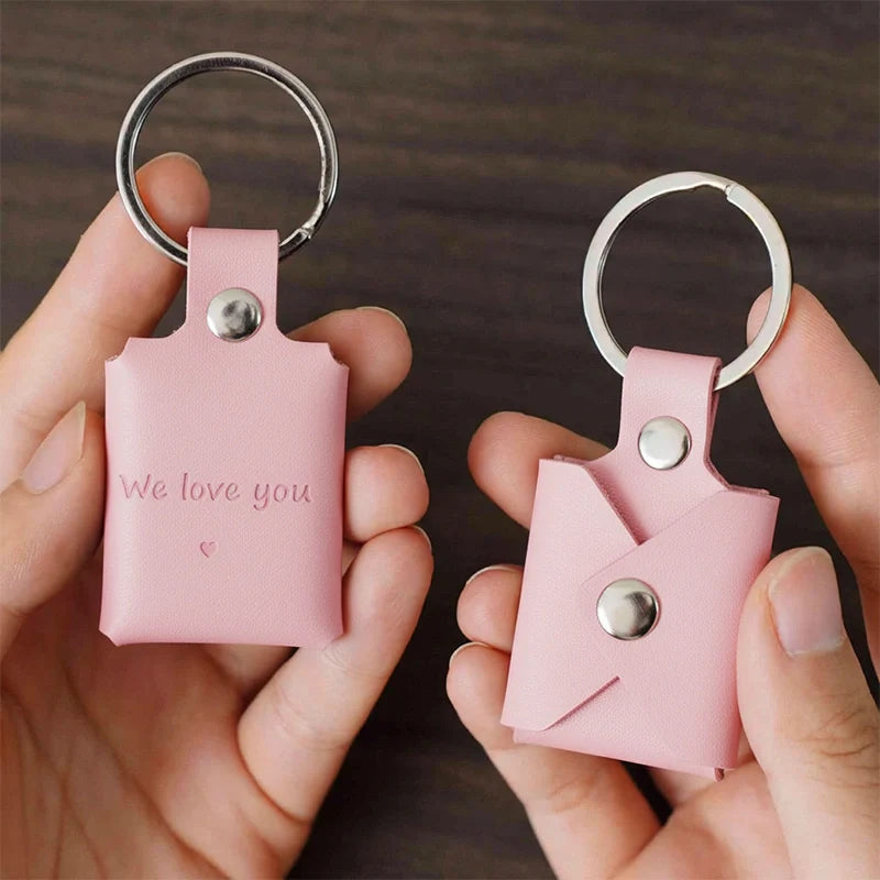 Personalized Leather Photo Album Keychain