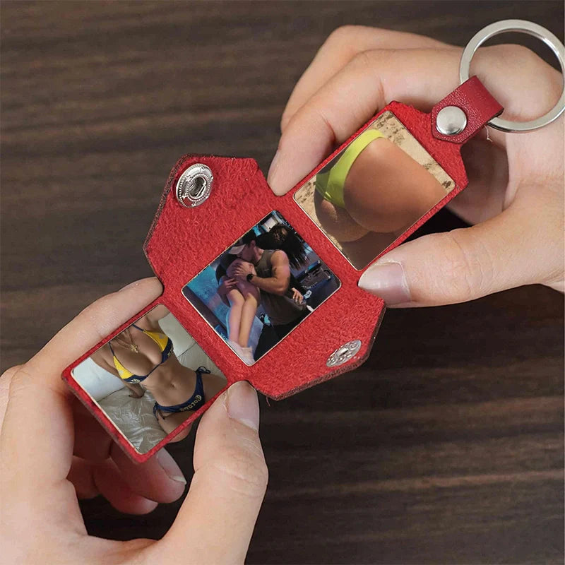 Personalized Leather Photo Album Keychain