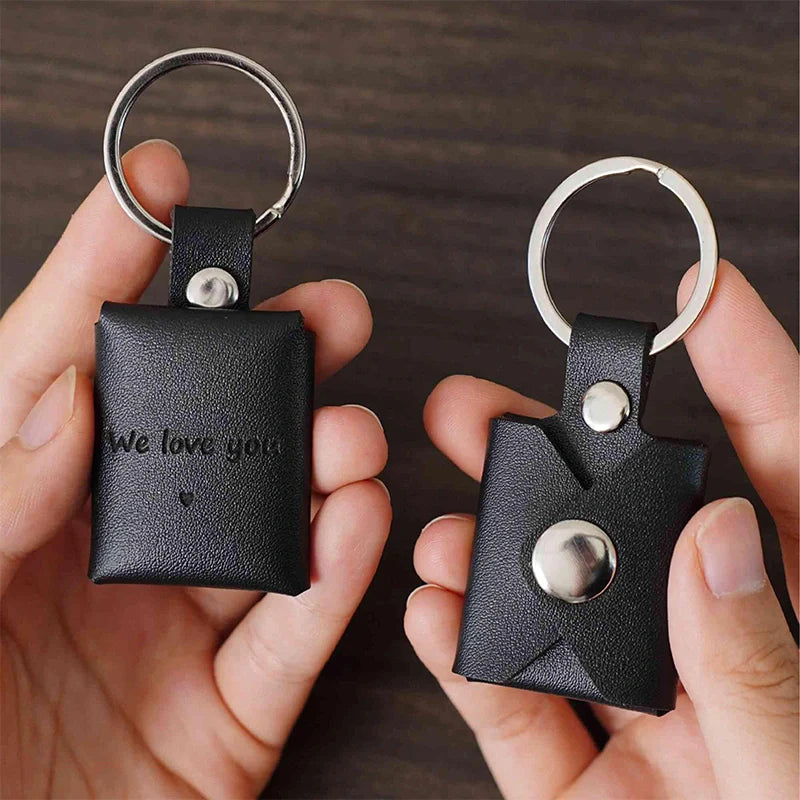 Personalized Leather Photo Album Keychain