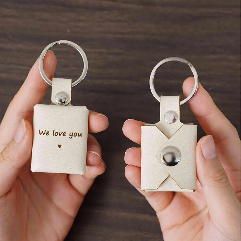 Personalized Leather Photo Album Keychain