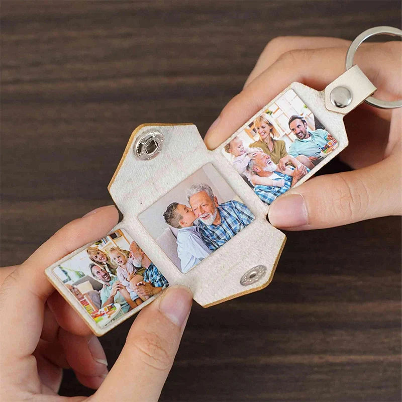 Personalized Leather Photo Album Keychain