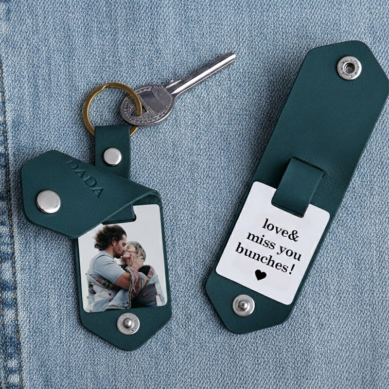 Personalized Leather Photo Keychain for Him