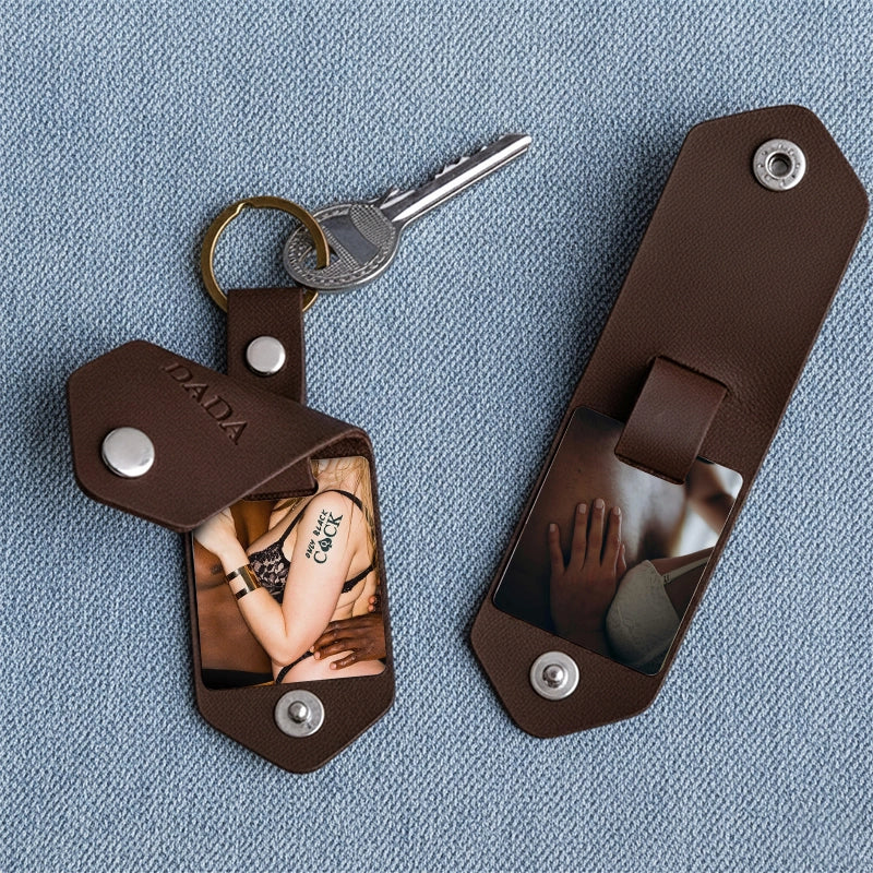 Personalized Leather Photo Keychain for Him