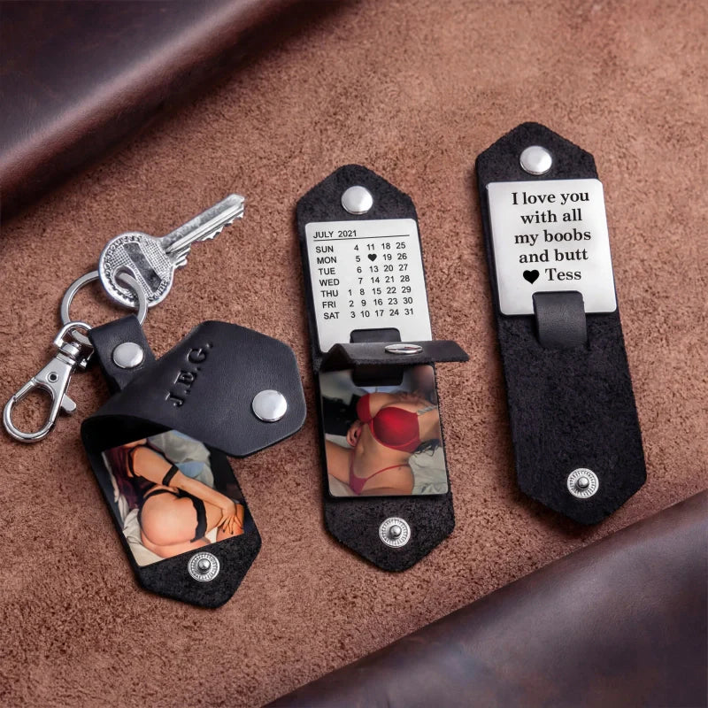Personalized Leather Photo Keychain