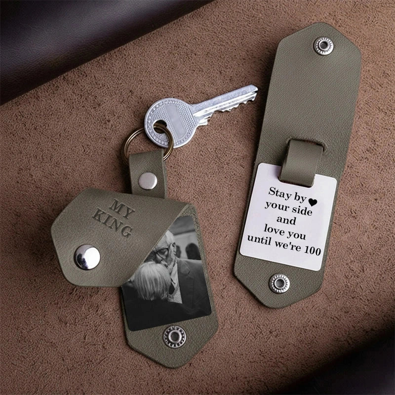 Personalized Leather Photo Keychain