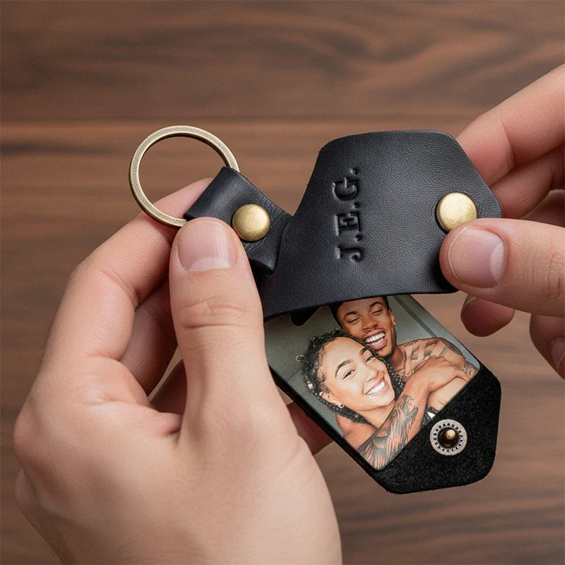 Personalized Leather Photo Keychain