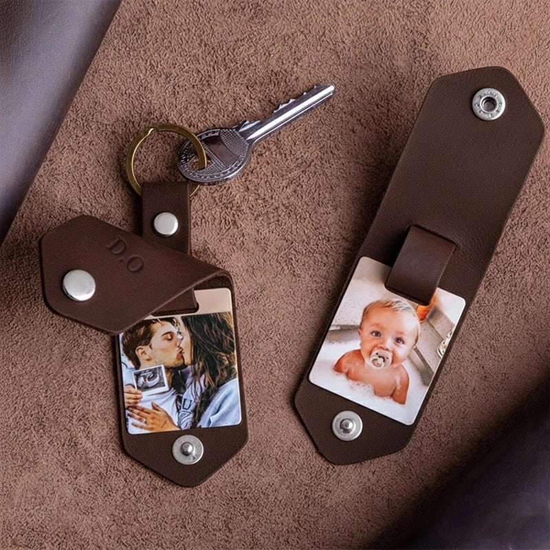 Personalized Leather Photo Keychain