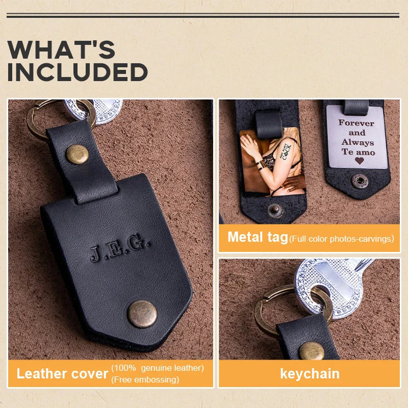 Personalized Leather Photo Keychain