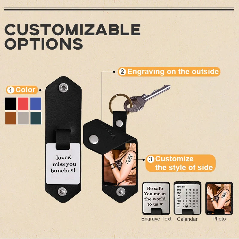 Personalized Leather Photo Keychain
