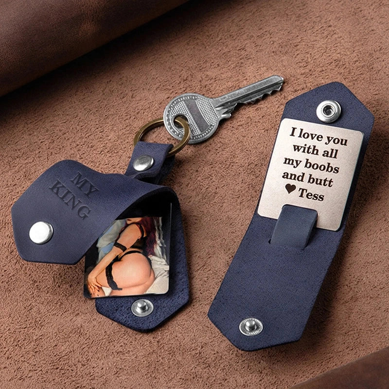 Personalized Leather Photo Keychain