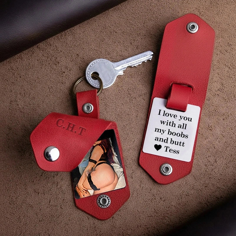 Personalized Leather Photo Keychain