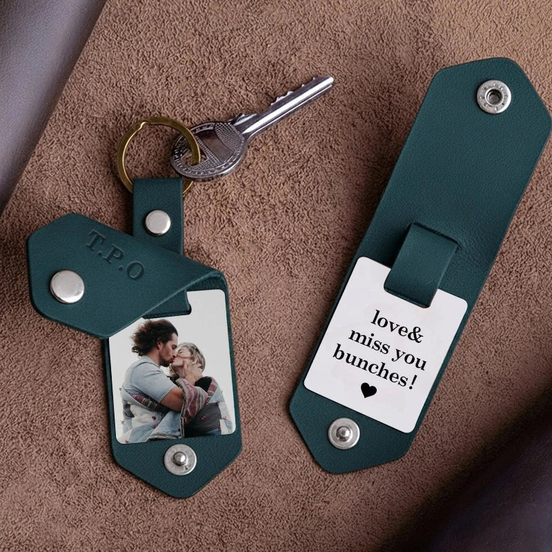 Personalized Leather Photo Keychain