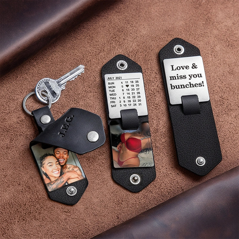 Personalized Leather Photo Keychain