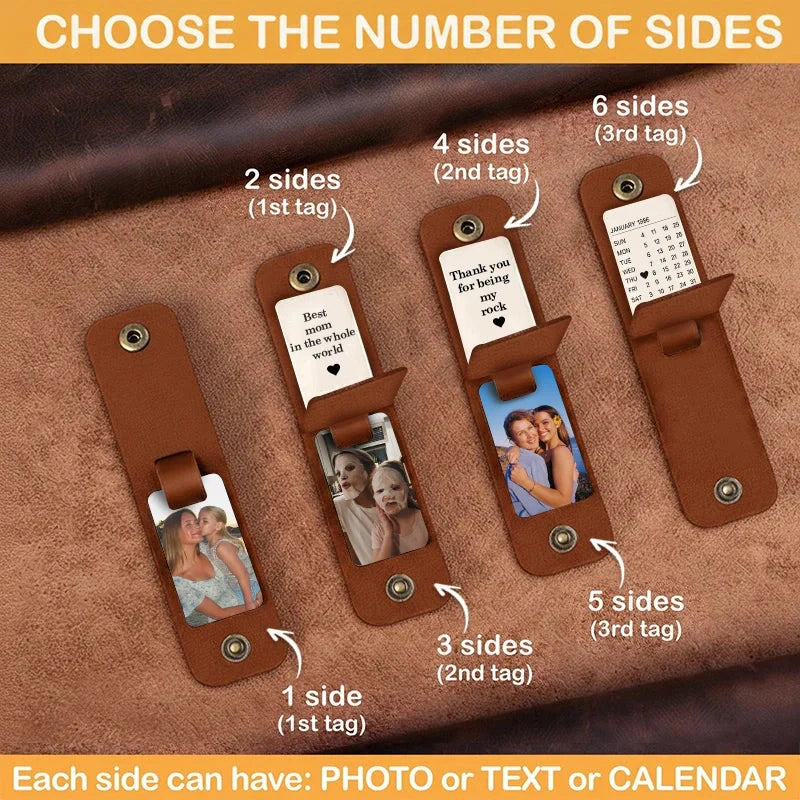 Personalized Leather Photo Keychain for Mom – Custom Kids Photo & Engraved Message Gift | Mother’s Day Keepsake