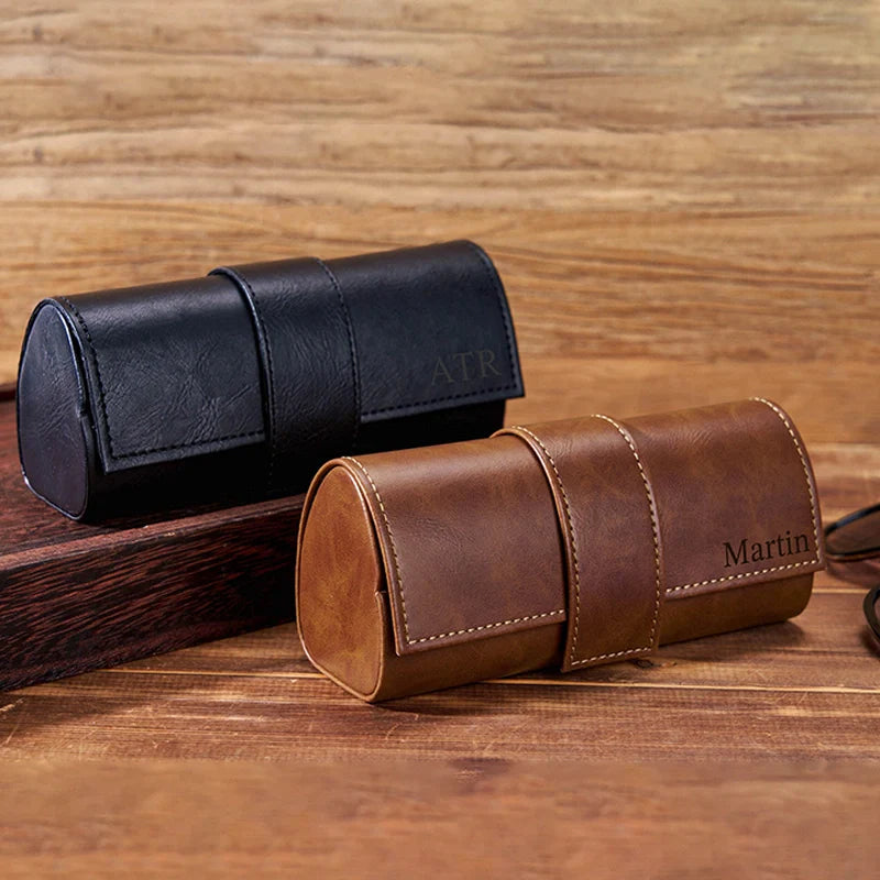Personalized Leather Sunglasses Box – Custom Engraved Glasses Case for Groomsmen, Bridesmaids & Christmas Gifts