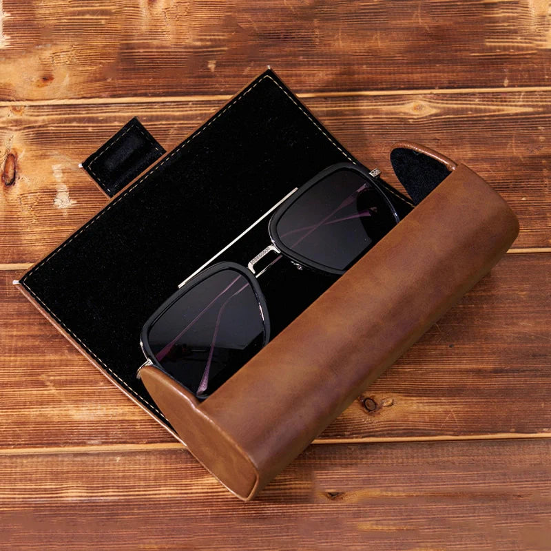 Personalized Leather Sunglasses Box – Custom Engraved Glasses Case for Groomsmen, Bridesmaids & Christmas Gifts