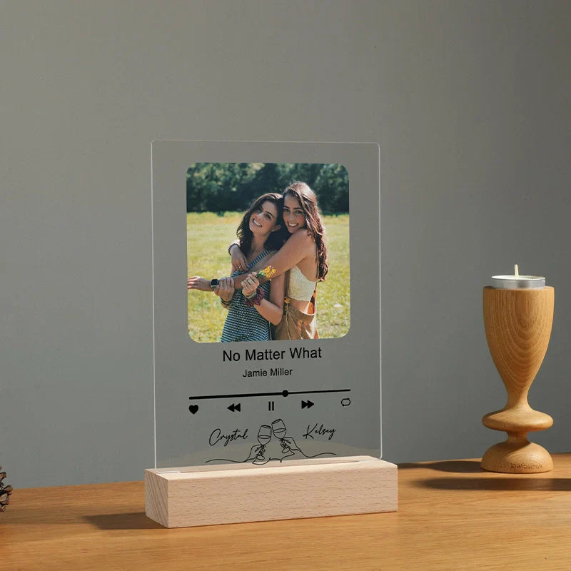 Personalized LED Song Plaque with Stand – Custom Photo Music Acrylic Night Light Gift for Couples, Anniversary & Valentine’s Day