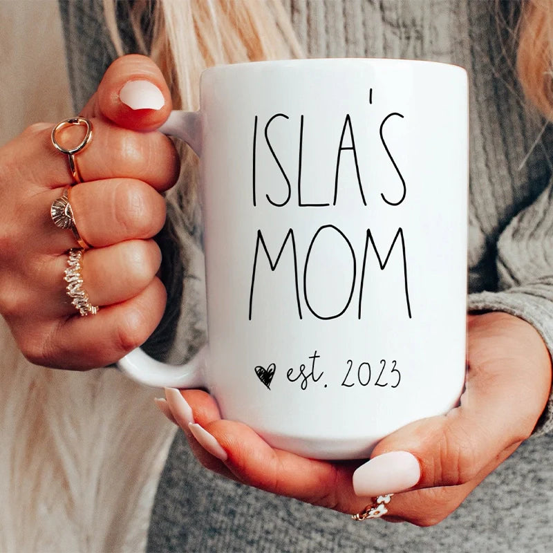 Personalized “Mama Est.” Coffee Mug – Custom Year Mug for New Mom