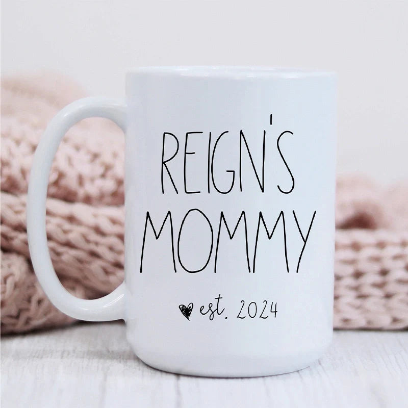 Personalized “Mama Est.” Coffee Mug – Custom Year Mug for New Mom