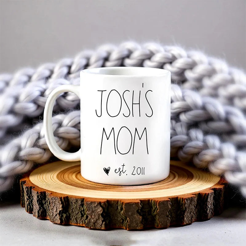 Personalized “Mama Est.” Coffee Mug – Custom Year Mug for New Mom
