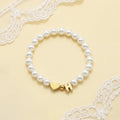 Personalized Mom & Kids Pearl Initial Bracelet – Matching Mother Daughter Bracelet with Heart Charm