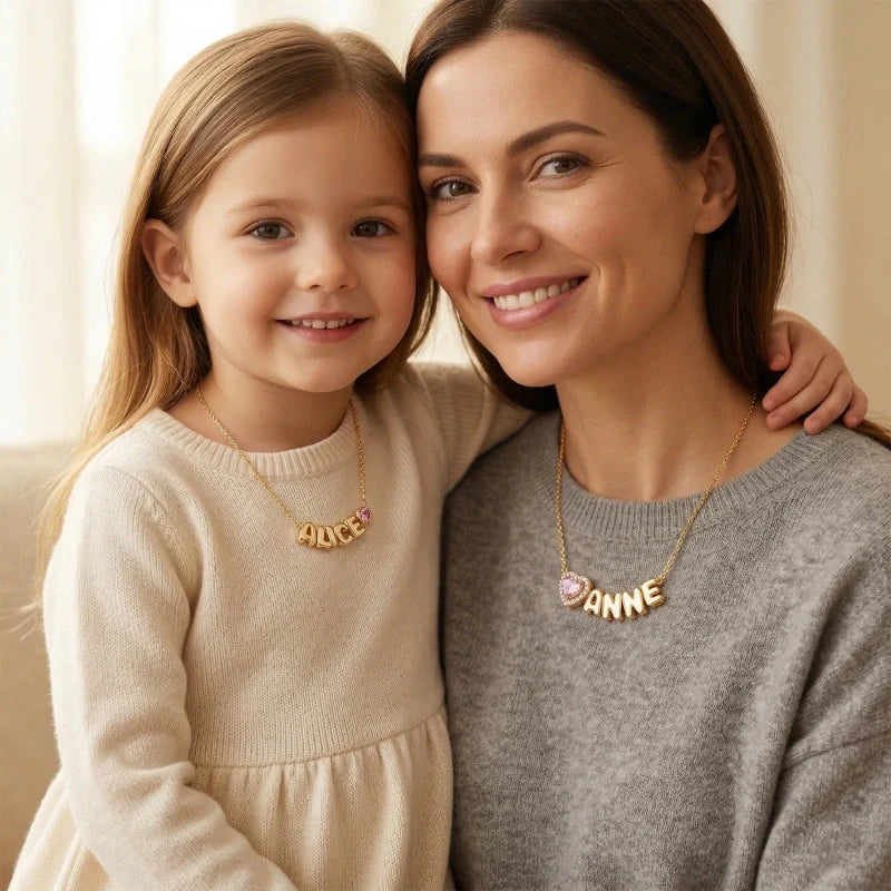 Personalized Mom Name Necklace with Birthstone – Custom Kids Names Jewelry Gift for Mother