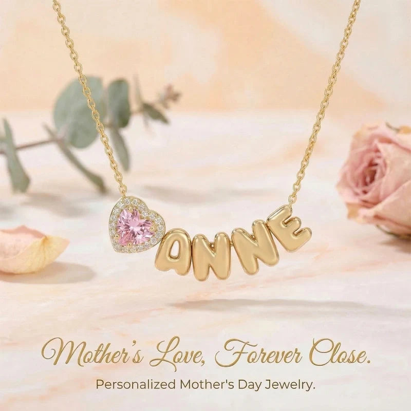 Personalized Mom Name Necklace with Birthstone – Custom Kids Names Jewelry Gift for Mother