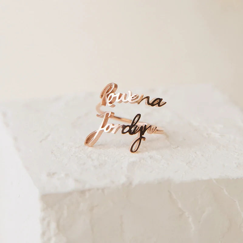 Personalized Double Name Ring