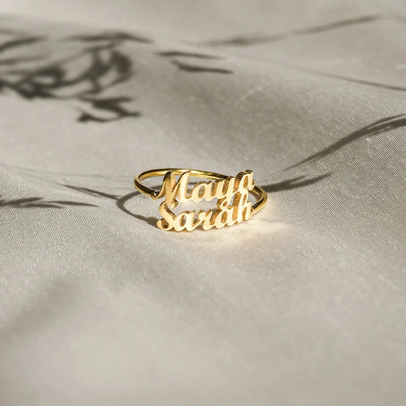 Personalized Double Name Ring