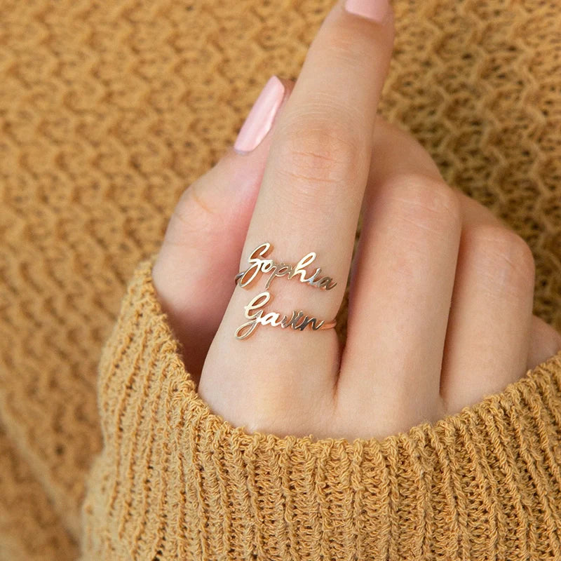 Personalized Double Name Ring