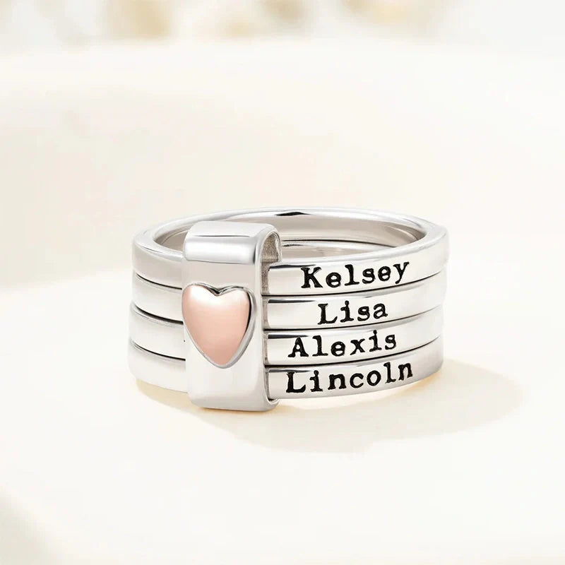 Personalized Name Stacking Rings – Custom Engraved Family Rings for Mom | Sterling Silver Jewelry Gift
