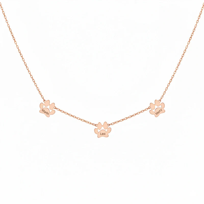 Personalized Paw Print Name Necklace – Custom Pet & Family Name Necklace