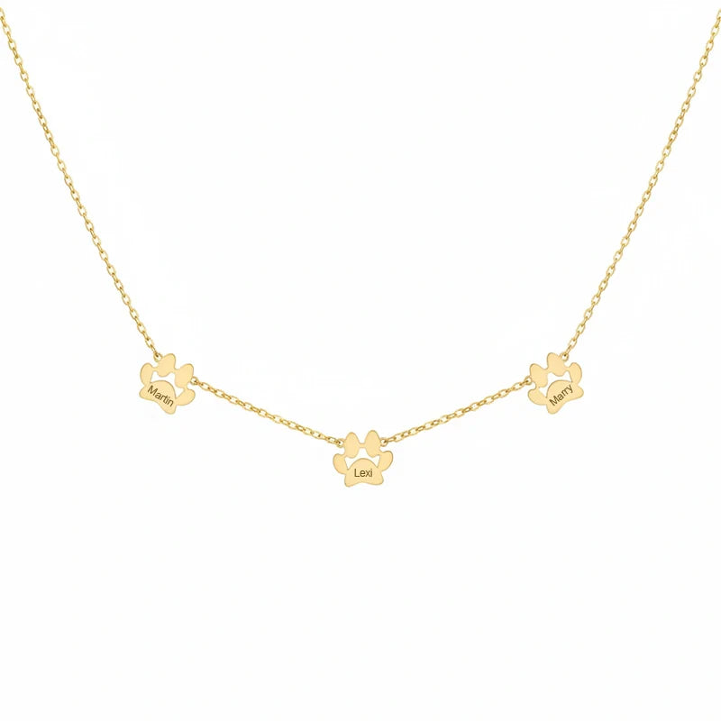Personalized Paw Print Name Necklace – Custom Pet & Family Name Necklace