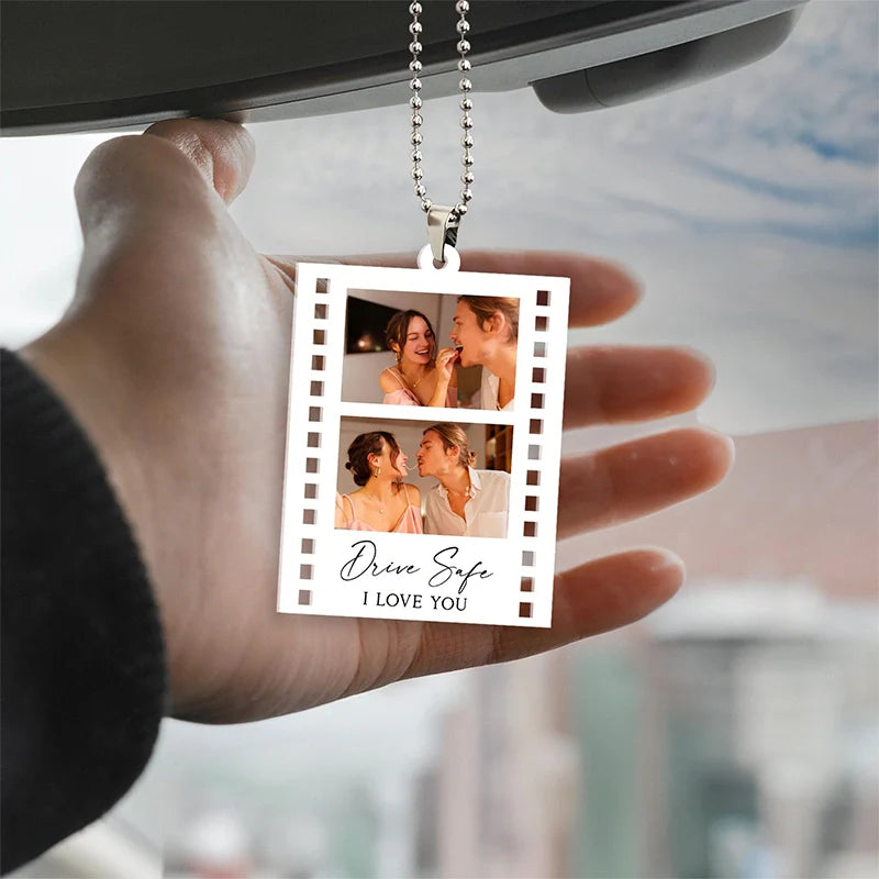 Personalized Photo Car Ornament – Custom Drive Safe Gift