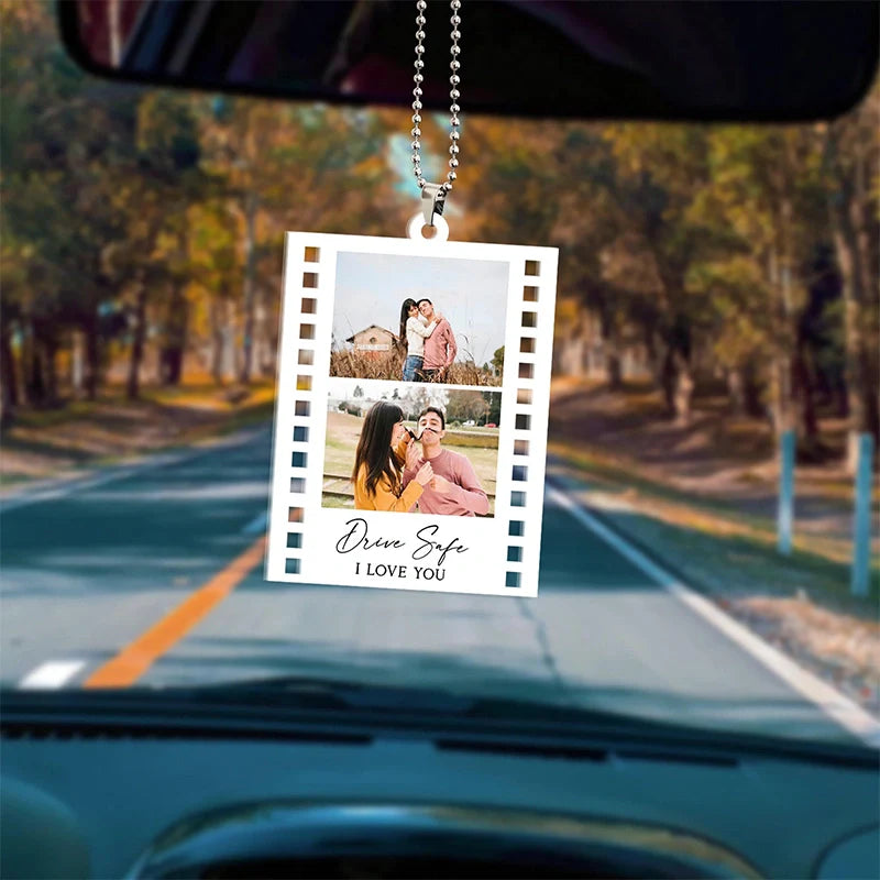 Personalized Photo Car Ornament – Custom Drive Safe Gift