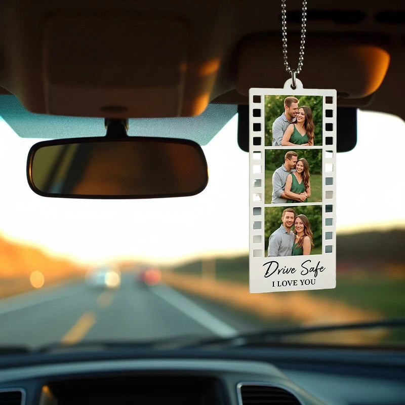 Personalized Photo Car Ornament – Custom Drive Safe Gift