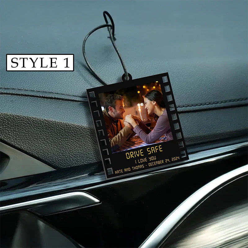 Personalized Photo Car Ornament – Custom Drive Safe Gift