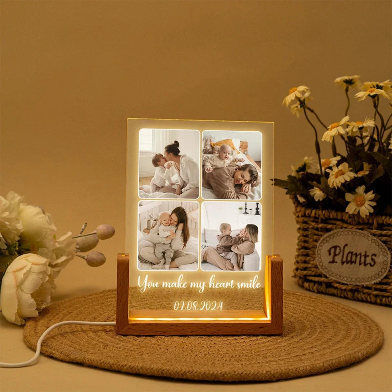 Personalized Photo Collage Night Light – Custom Acrylic LED Lamp with Pictures, Gift for Mom, Anniversary, Birthday, Christmas