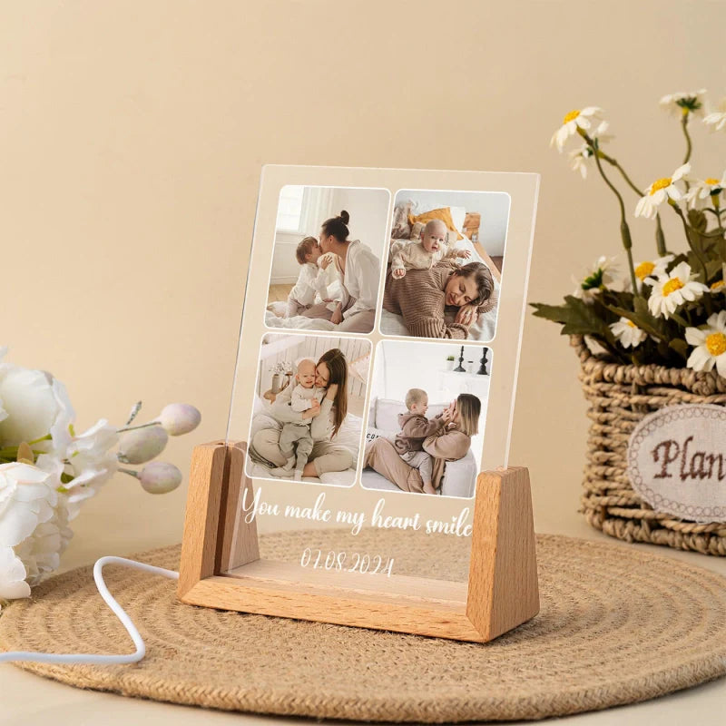 Personalized Photo Collage Night Light – Custom Acrylic LED Lamp with Pictures, Gift for Mom, Anniversary, Birthday, Christmas