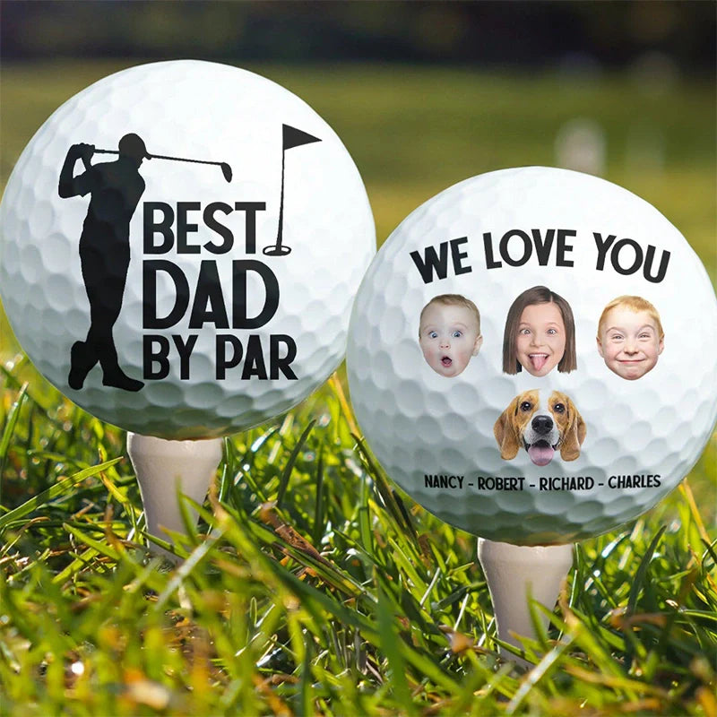 Personalized Photo Golf Ball – “Best Dad by Par” Custom Gift for Dad, Grandpa & Golf Lovers