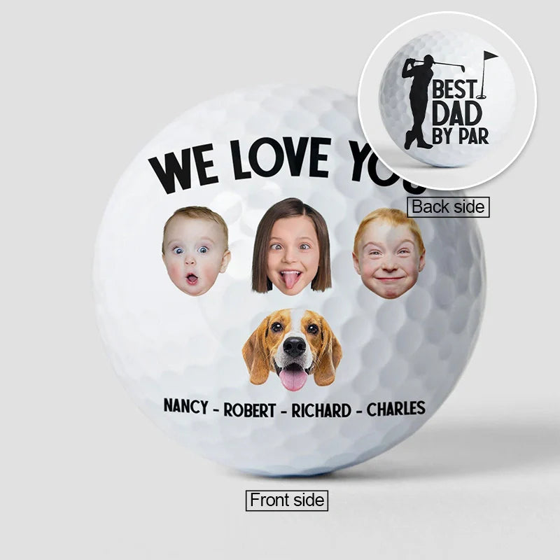 Personalized Photo Golf Ball – “Best Dad by Par” Custom Gift for Dad, Grandpa & Golf Lovers