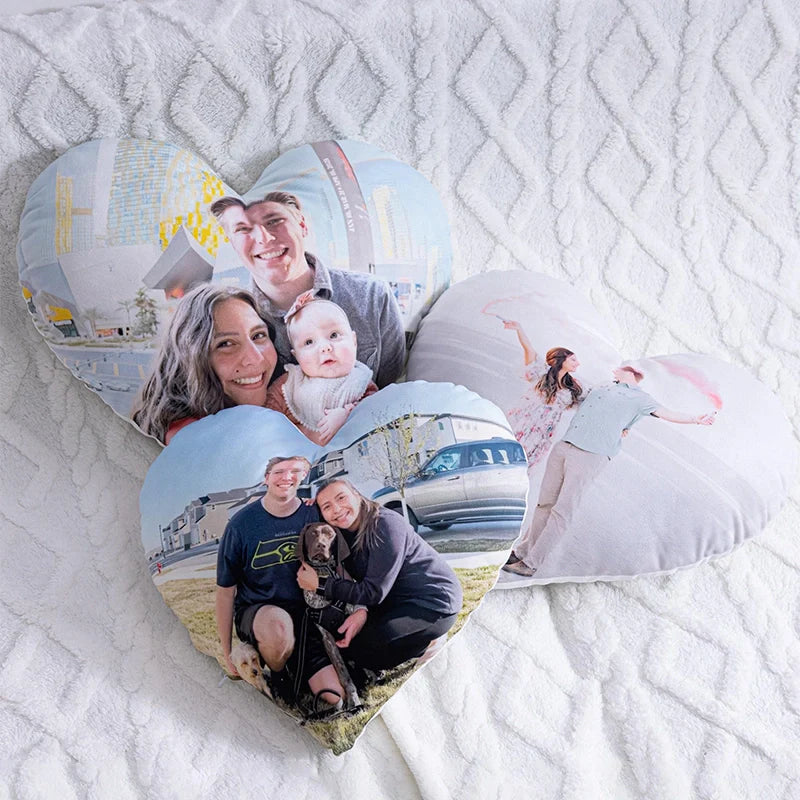 Personalized Photo Heart Pillow Custom Plush Keepsake