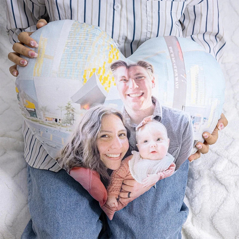 Personalized Photo Heart Pillow Custom Plush Keepsake