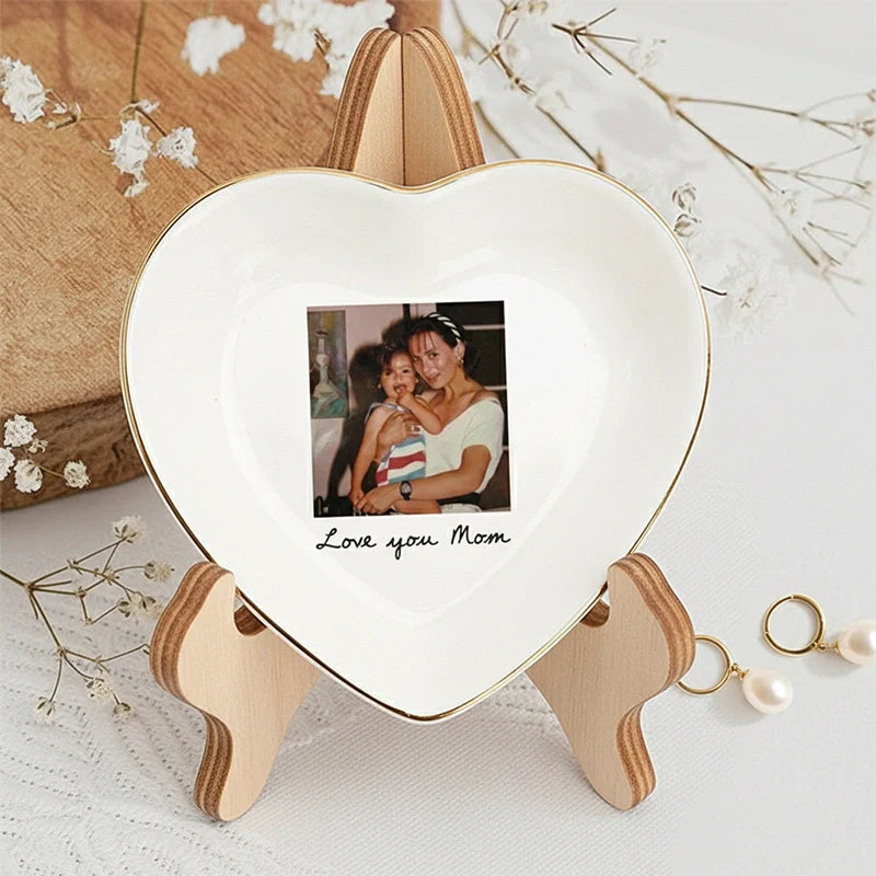 Personalized Photo Trinket Tray for Mom – Custom Ring Dish with Picture, Mother’s Day Gift for Mom Grandma