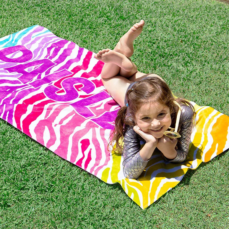 Personalized Pretty Pattern Beach Towel with Name – Stylish Vacation Essential for Beach Lovers