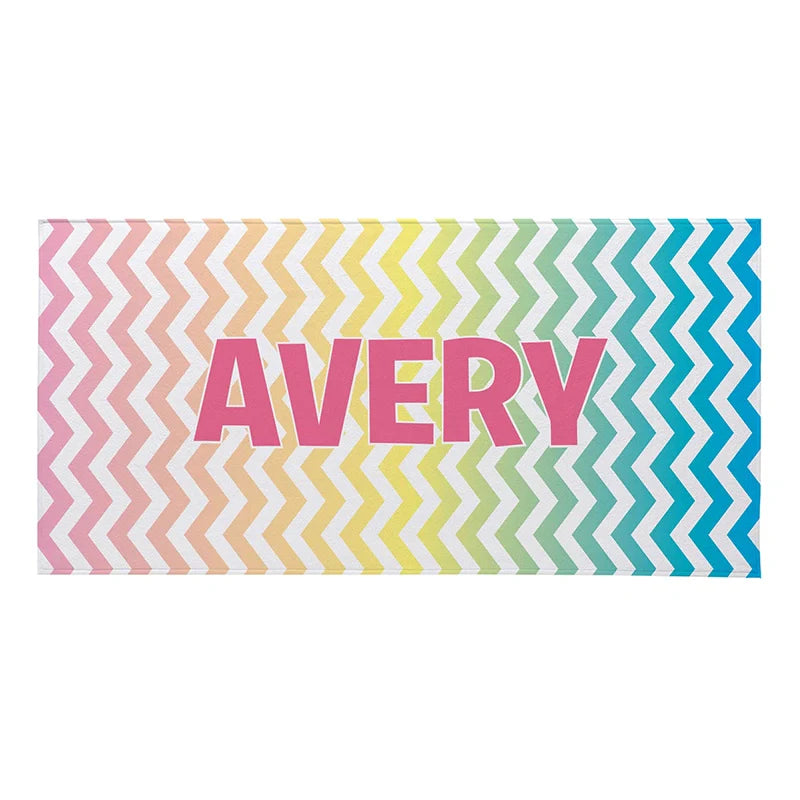 Personalized Pretty Pattern Beach Towel with Name – Stylish Vacation Essential for Beach Lovers
