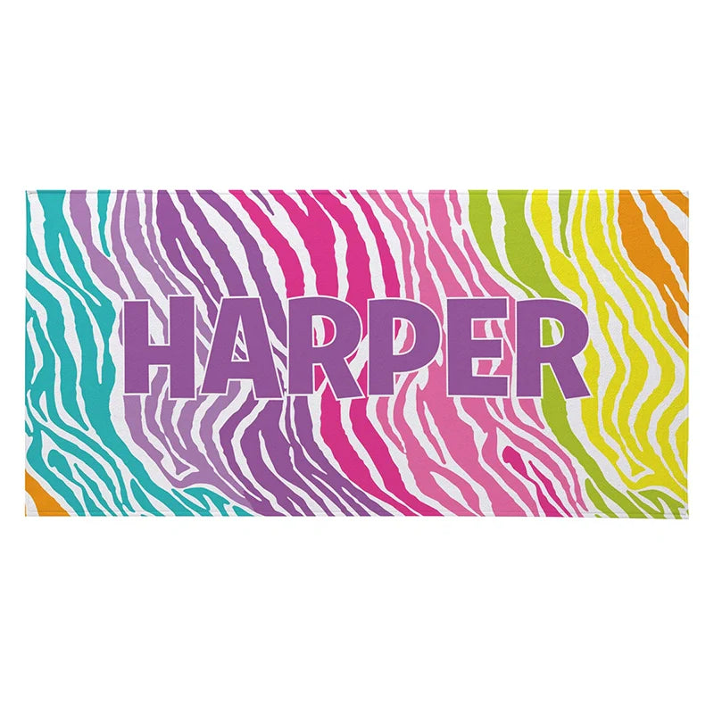 Personalized Pretty Pattern Beach Towel with Name – Stylish Vacation Essential for Beach Lovers