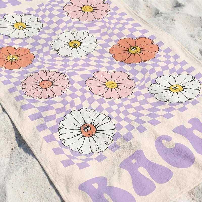 Personalized Retro Checkered Beach Towel with Name – Custom Kids, Party & Vacation Towel